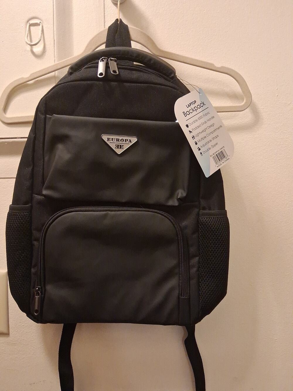 Europa Black Laptop Backpack Full Size NEW